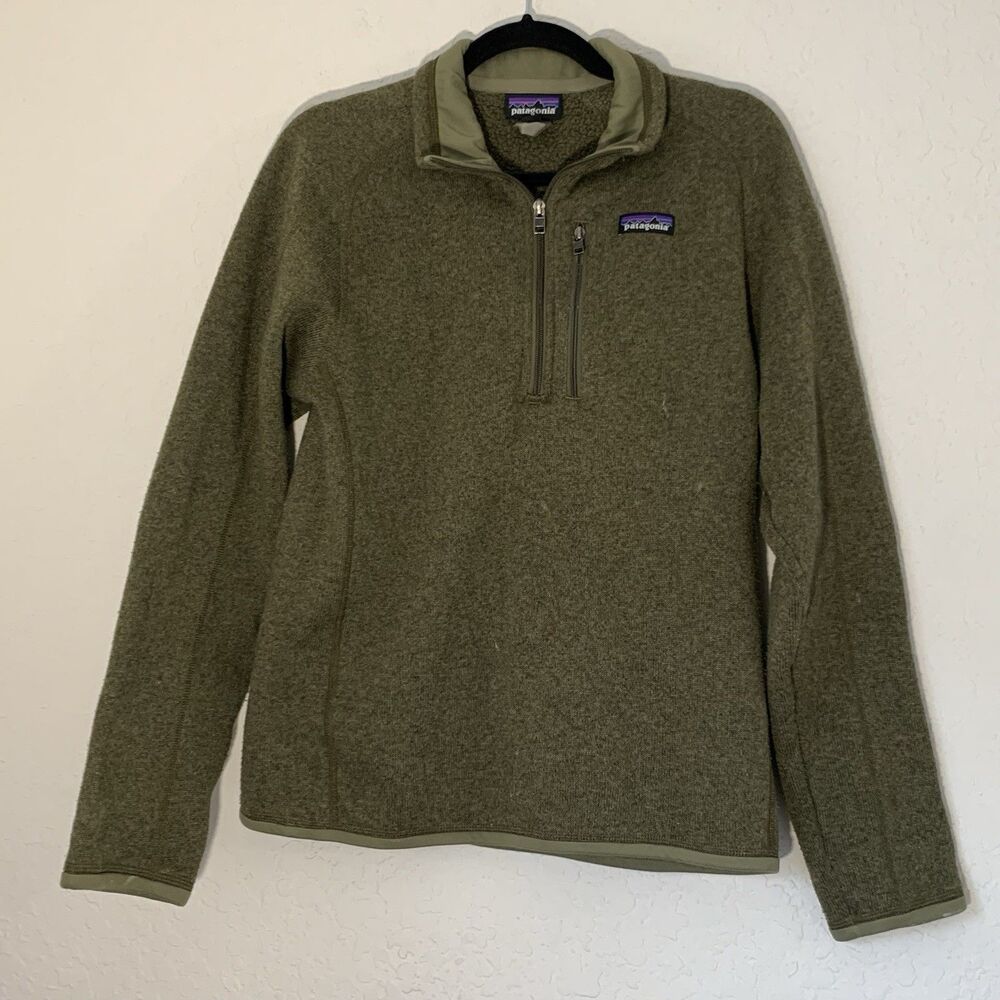 Patagonia Better‎ Sweater Mens S Green 1/4 Zip Fleece Pullover Outdoors Pocket